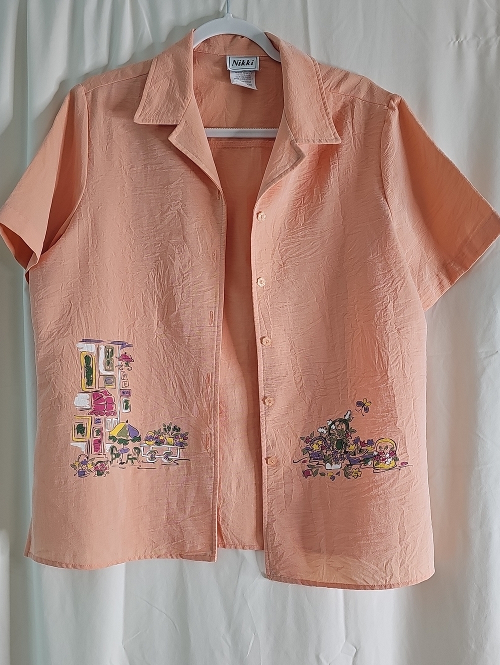 Nikki Peach Short Sleeve Button-Up Shirt